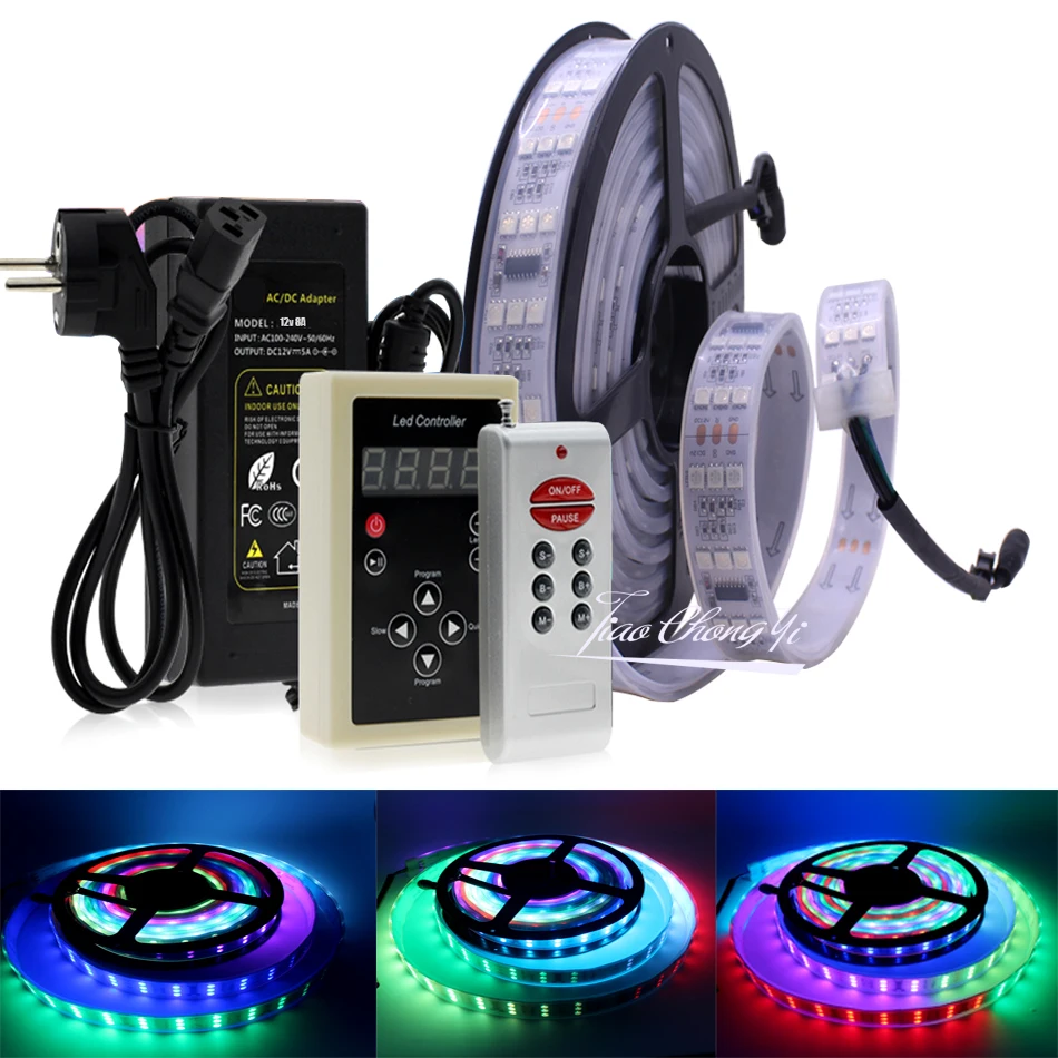 Triple Řádek 1812 IC 5050 DC12V RGB Sen Barva Proměnlivé LED Pás s RF Controller Dovolená Dekorace Víla Světla 3