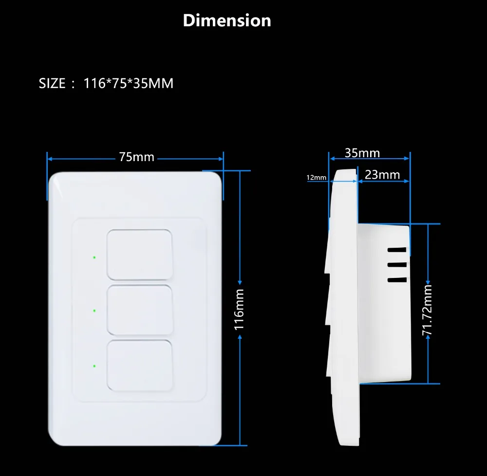 Tuya Wi-fi USA, AU Zdi Zatlačte Vypínač Neutrální Nutné Alexa Google Domov SmartLife 123 Gangy Fyzické Přepínače s Velké Tlačítko 1