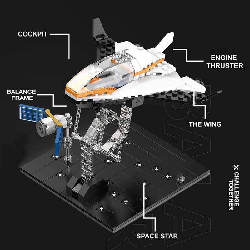 Tvůrce Tensegrity Sochy Anti Gravity Rovnováhu Stavební Bloky, Satelit, Space Shuttle S Astronaut Obrázek Cihly Hračky, Dárek 1