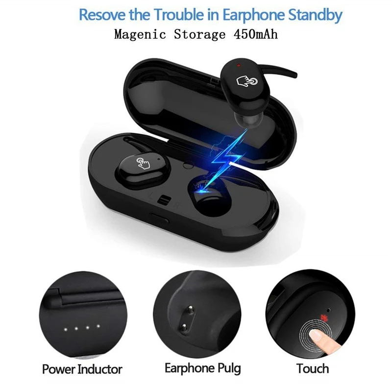 TWS4 Bluetooth Jerry 5.0 Bezdrátová Dotyková sluchátka Sluchátka Vodotěsná Redukce Šumu Sportovní Binaurální Headset S Nabíjecí Box 1