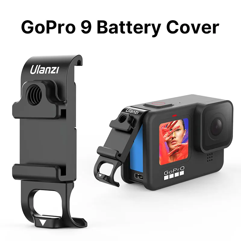 ULANZI G9-6 Baterie, Boční Dveře pro GoPro Hero 9 Černý Kovový kryt Baterie Typ-C Nabíjecí Port Cold-shoe Mount 1/4 Šroub pro Gopro9 5