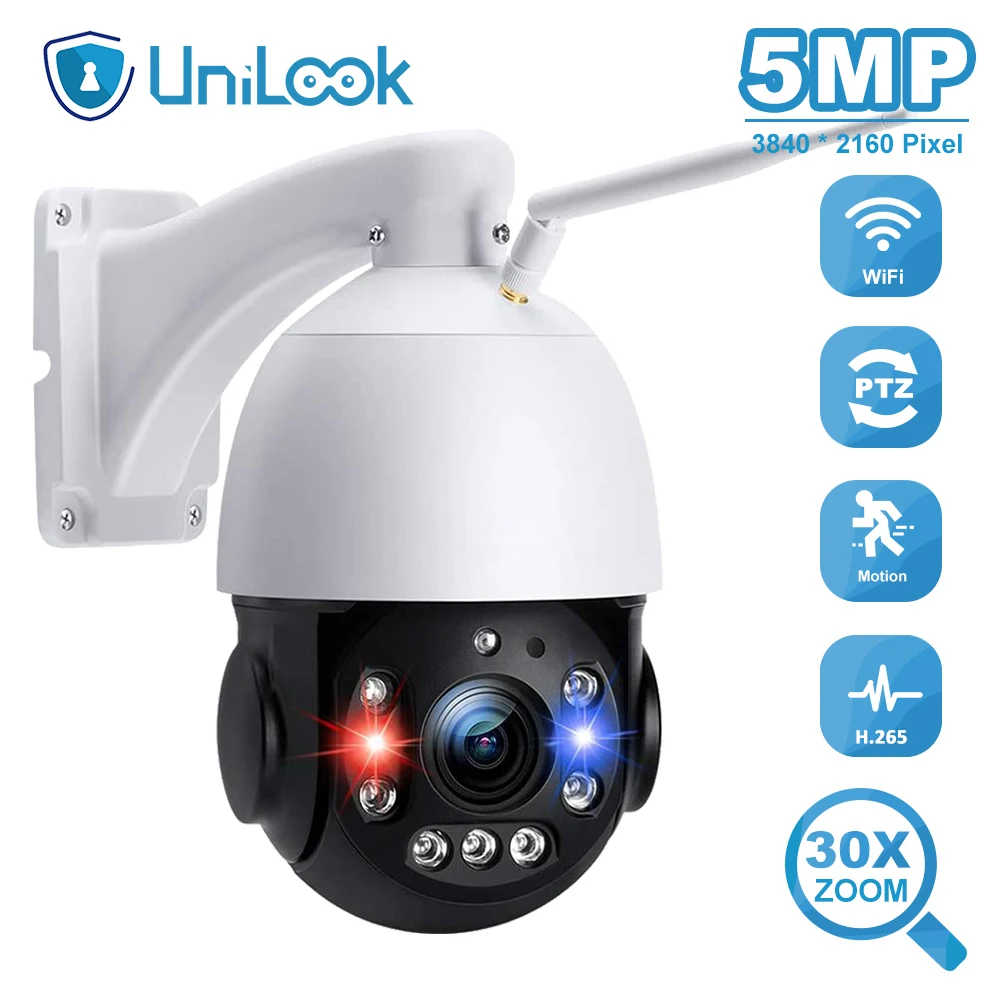 UniLook 5MP Dome PTZ Bezdrátová Kamera 30X Zoom Postavené v Laserové LED Světlo, IR Vzdálenost Až 150m Wifi Kamera H. 265 P2P Zobrazit 2