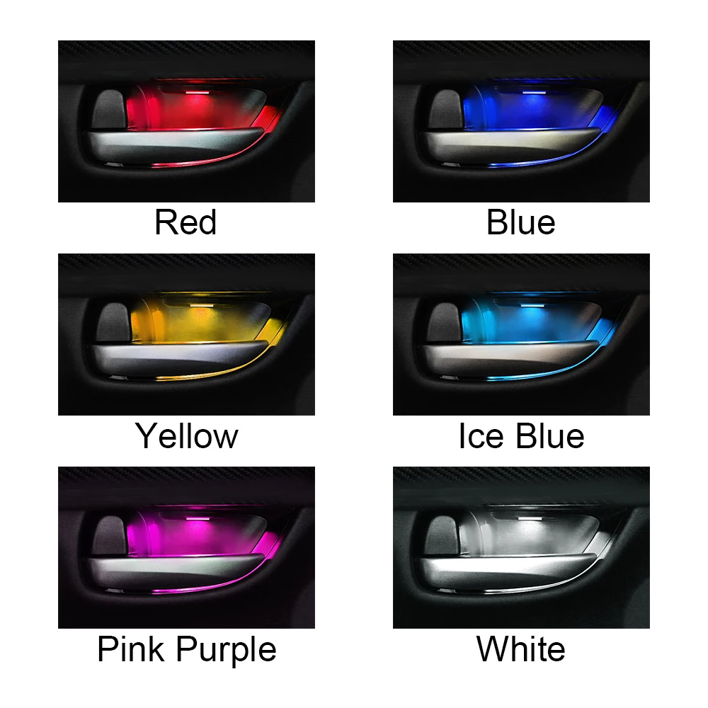 Univerzální LED Auto Vnitřní Misku Světlo 6 Barev Dekorativní Světla Auto Atmosféru Lampa 4ks Loketní opěrka Vnitřní kliky Dveří, Osvětlení 4