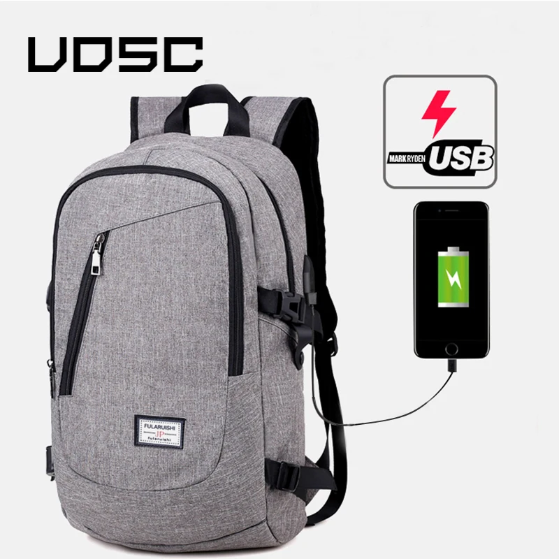 UOSC Módní Muži Laptop Backpack Usb Nabíjecí Počítač Batohy Ležérní Styl Tašky Velké Mužské Obchodní Cestovní Taška Batoh 1