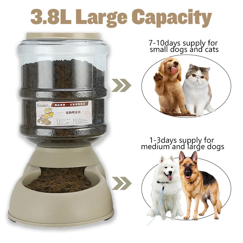 Velká Kapacita 3,8 L Nastavitelné Automatické Pet Feeder Pití Fontány Dog Puppy Bowl Zásobník Vody pro Psy, Kočky, Jídlo, Pokrm 0