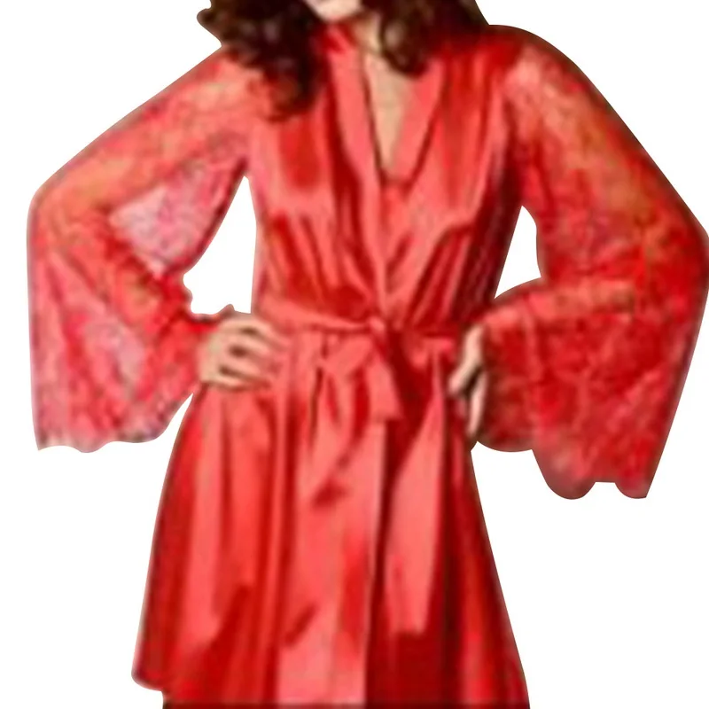 Velká Noc Nosit Roucho Ženy Sexy Ležérní Transparentní Kimono Intimní oblečení na Spaní Plášť Módní Krajky Patchwork šaty Plus Velikost 2XL 4