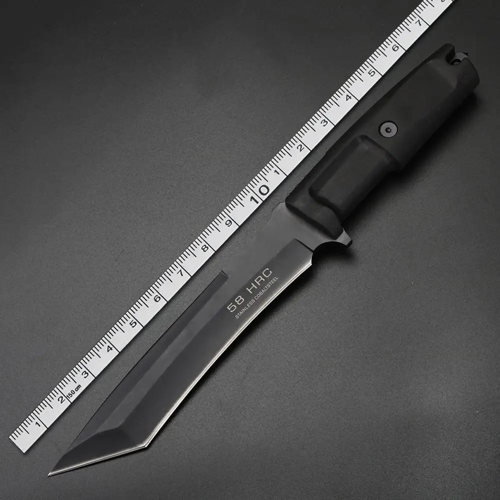 Venkovní Přežití Nůž, Vysoká Tvrdost Pole Lovecké Nože Full Tang Fixed Blade Nůž 58HRC Černá ABS Rukojeť Camping Nástroj 2