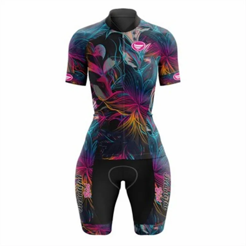 VEZZO cyklistické oblečení, letní dámské cyklistické jersey suit krátký rukáv bib šortky set maillot ciclismo pro tým mtb silniční uniformu 5