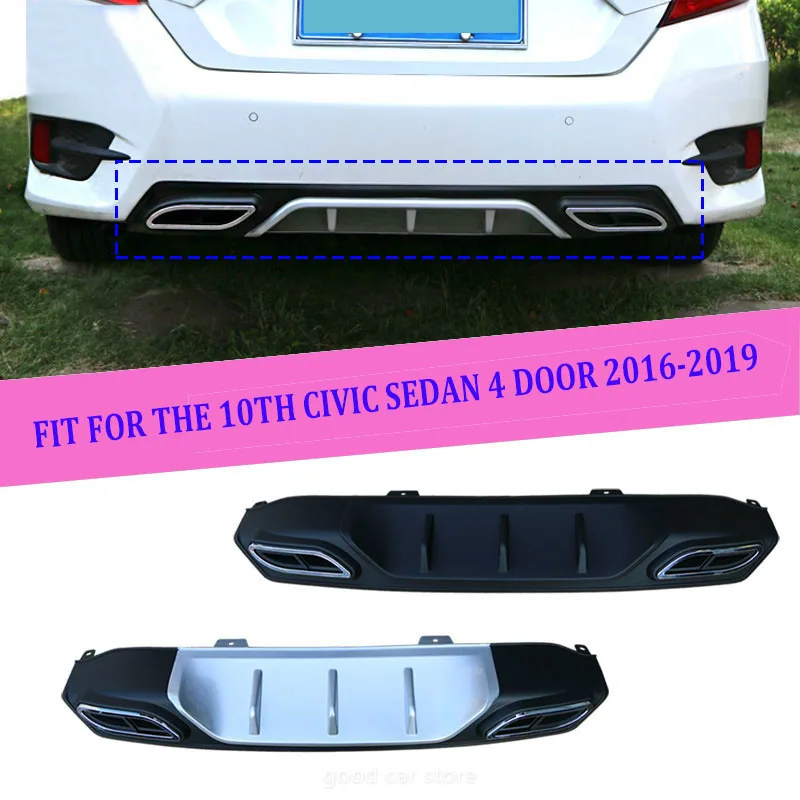 VHODNÉ Pro Honda Civic SEDAN, 4 DR 2016 2017 2018 2019 Zadní Spodní Nárazník, Difuzor Rtu Kryt Výfuku, Dekor dekorativní zadní nárazník ret 3
