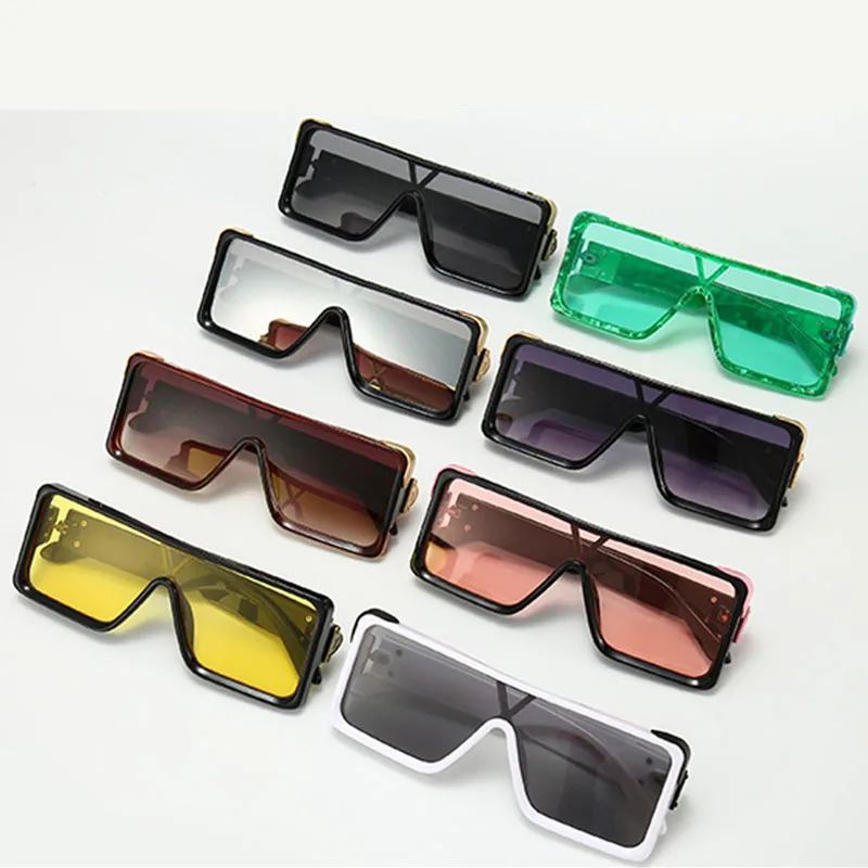 Vintage Hnědý Obdélník sluneční brýle, Ženy, Luxusní Flat Top, Sluneční Brýle Odstíny Nadrozměrných Gradient Lens UV400 Klasické pánské brýle 1
