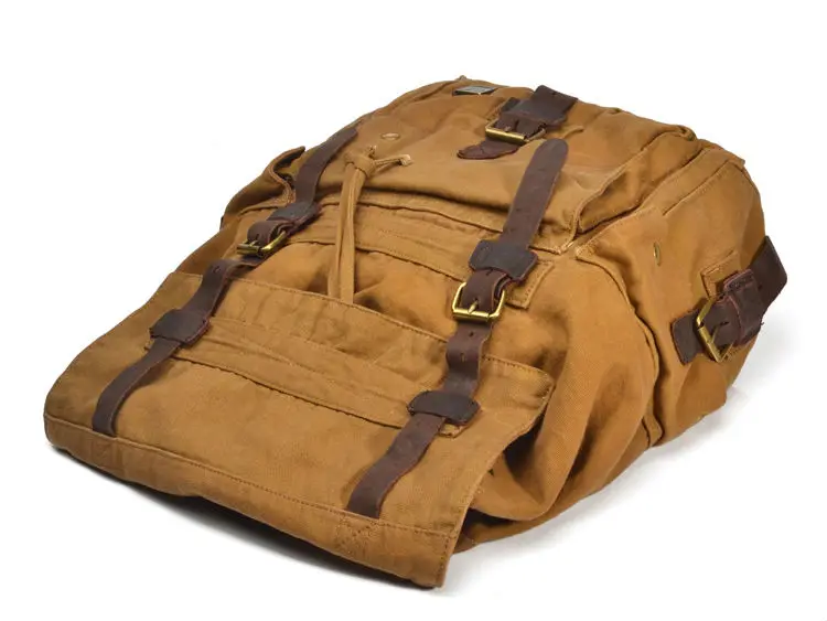 Vintage Kožené Vojenské Plátno cestovní Batohy Muži A Ženy Školní Batohy muži Cestovní taška velký Batoh Plátno Velké tašky 1