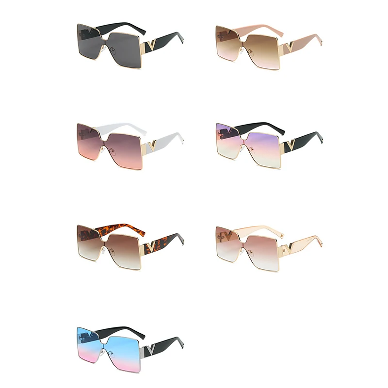Vintage Nadrozměrné Náměstí sluneční Brýle, Ženy Módní Luxusní Značky Návrhář Siamská Metal Velký Rám Gradient Roztomilé Sluneční Brýle UV400 2