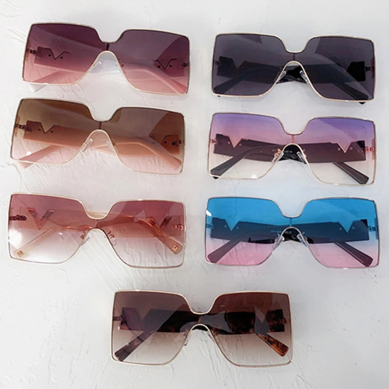 Vintage Nadrozměrné Náměstí sluneční Brýle, Ženy Módní Luxusní Značky Návrhář Siamská Metal Velký Rám Gradient Roztomilé Sluneční Brýle UV400 5