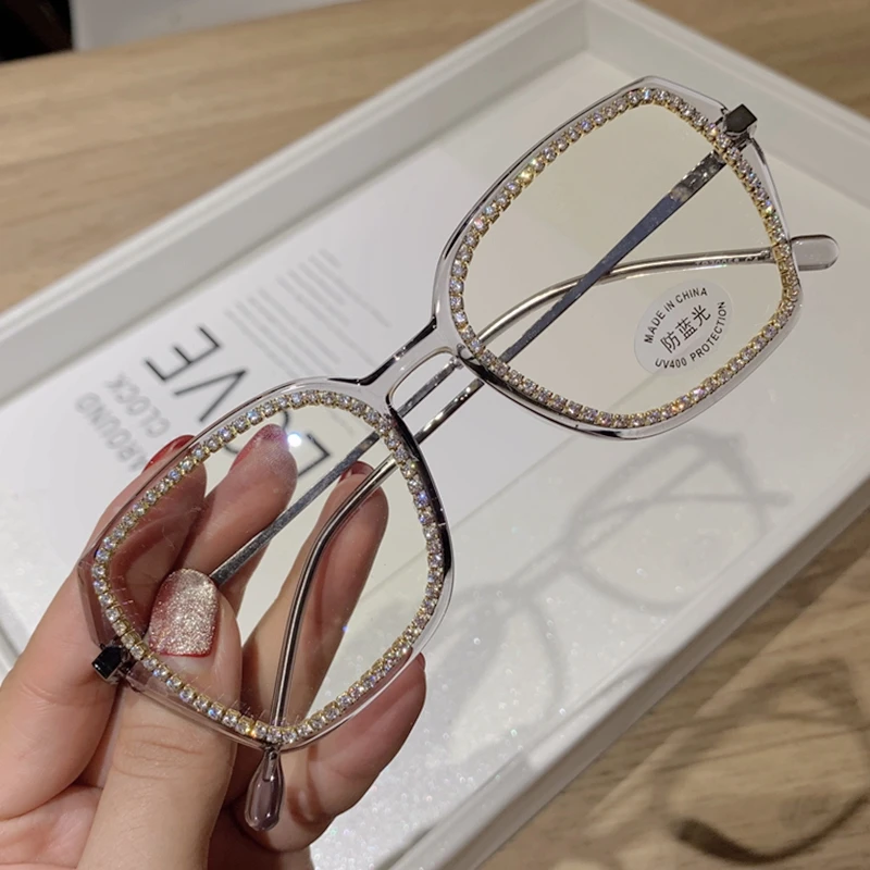 Vlastní Předpis Ženy Brýle Vintage Jasné Objektiv Brýle Modré Světlo Brýle Muži Optické Čočky+ Diamond 2
