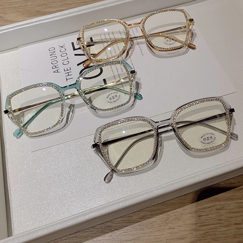 Vlastní Předpis Ženy Brýle Vintage Jasné Objektiv Brýle Modré Světlo Brýle Muži Optické Čočky+ Diamond 3