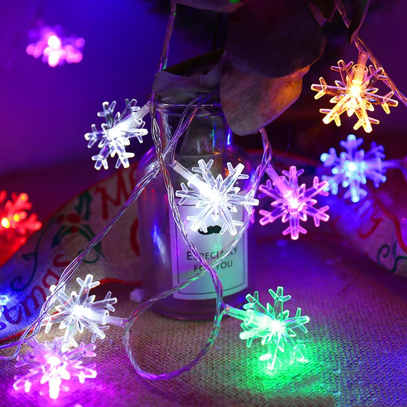Vodotěsné 1,5 M-30M pohádka Vánoční věnec LED sněhová vločka string světla, Nový Rok dekorace, Domácí Vánoční ozdoby 0
