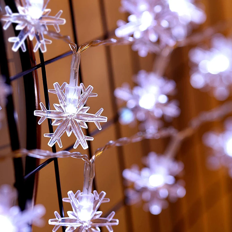 Vodotěsné 1,5 M-30M pohádka Vánoční věnec LED sněhová vločka string světla, Nový Rok dekorace, Domácí Vánoční ozdoby 1