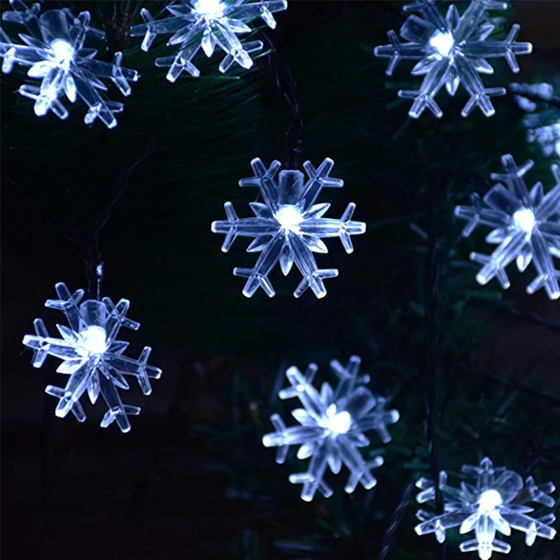 Vodotěsné 1,5 M-30M pohádka Vánoční věnec LED sněhová vločka string světla, Nový Rok dekorace, Domácí Vánoční ozdoby 3