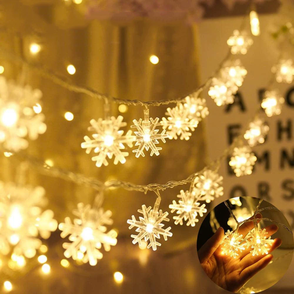 Vodotěsné 1,5 M-30M pohádka Vánoční věnec LED sněhová vločka string světla, Nový Rok dekorace, Domácí Vánoční ozdoby 4
