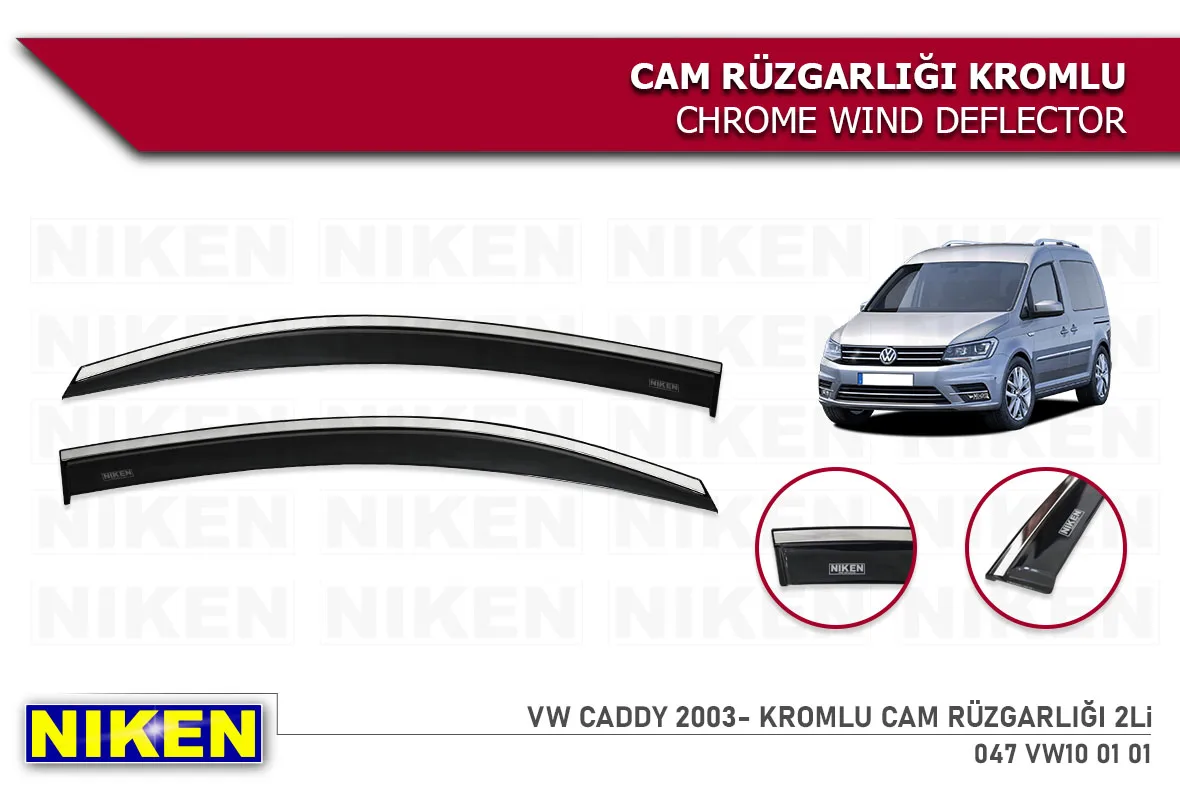 Volkswagen Caddy Vítr Deflektor Chrome Déšť Okenní Clony 2003 2004 2005 2006 2007 2008 2009 2010 2011 2012 2013 a 2 Ks 3