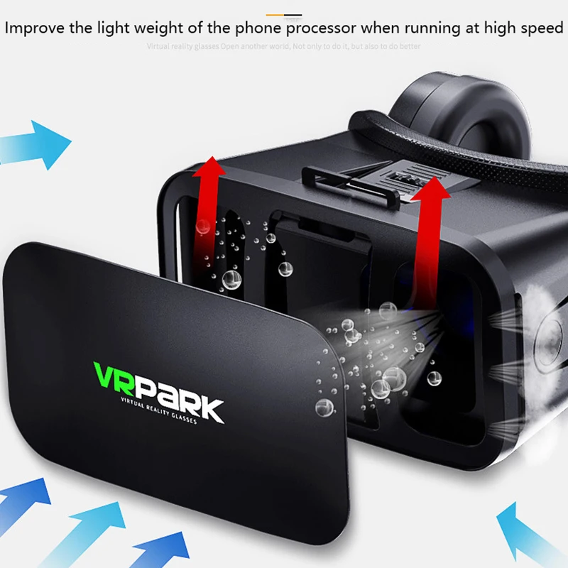 VRPARK J20 3D VR Brýle Virtuální Reality Brýle pro 4.7 - 6.7 Chytrý Telefon, iPhone, Android Hry, Stereo Headset s Regulátory 5