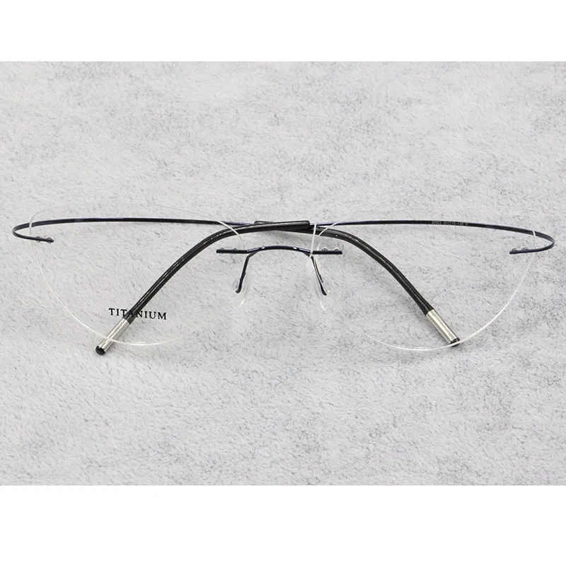 Vrtaných Brýle Rám Ženy Titanium Ultralight Brýle, Předpis Bez Rámu Cat Eye Brýle Krátkozrakost Optické Rám 0