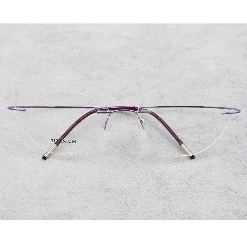 Vrtaných Brýle Rám Ženy Titanium Ultralight Brýle, Předpis Bez Rámu Cat Eye Brýle Krátkozrakost Optické Rám 1