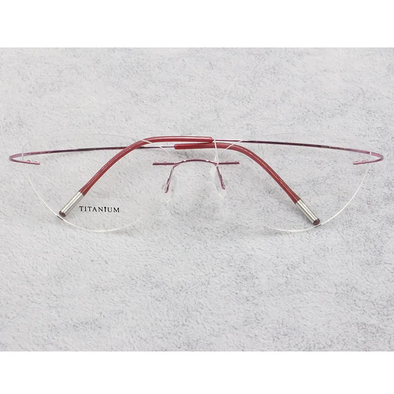 Vrtaných Brýle Rám Ženy Titanium Ultralight Brýle, Předpis Bez Rámu Cat Eye Brýle Krátkozrakost Optické Rám 2