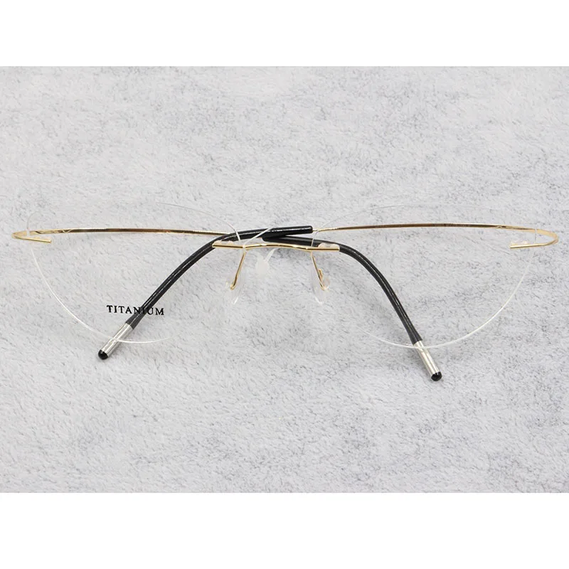 Vrtaných Brýle Rám Ženy Titanium Ultralight Brýle, Předpis Bez Rámu Cat Eye Brýle Krátkozrakost Optické Rám 3