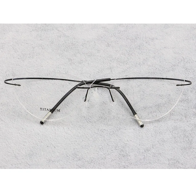 Vrtaných Brýle Rám Ženy Titanium Ultralight Brýle, Předpis Bez Rámu Cat Eye Brýle Krátkozrakost Optické Rám 4