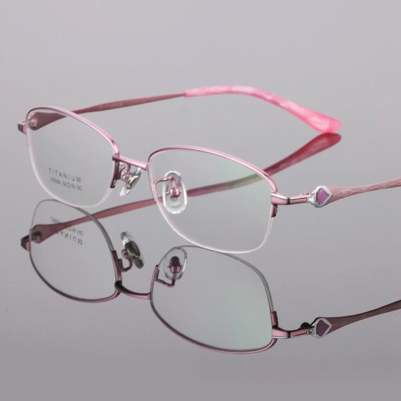 Vysoce Kvalitní Nové Čisté Titanové Brýle Rám Ženy Půl Rám Módní Ultra Lehká Krátkozrakost Brýle na lékařský Předpis Optické Brýle 0