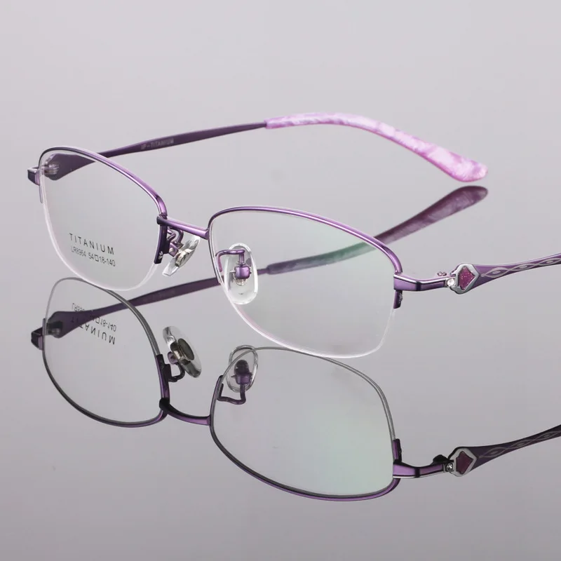 Vysoce Kvalitní Nové Čisté Titanové Brýle Rám Ženy Půl Rám Módní Ultra Lehká Krátkozrakost Brýle na lékařský Předpis Optické Brýle 2