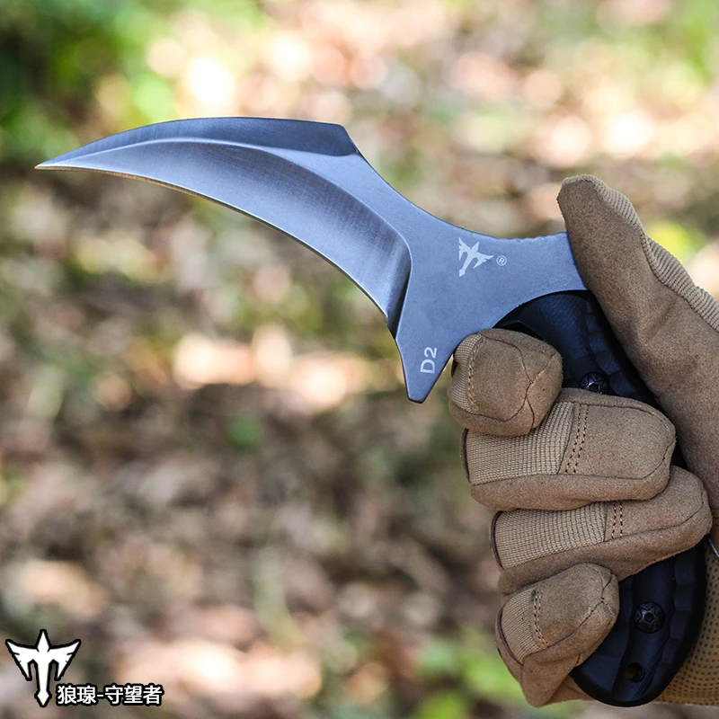 Vysokopevnostní venkovní camping taktické dráp nůž, vysoká tvrdost lov EDC ostré self-defense karambit 0