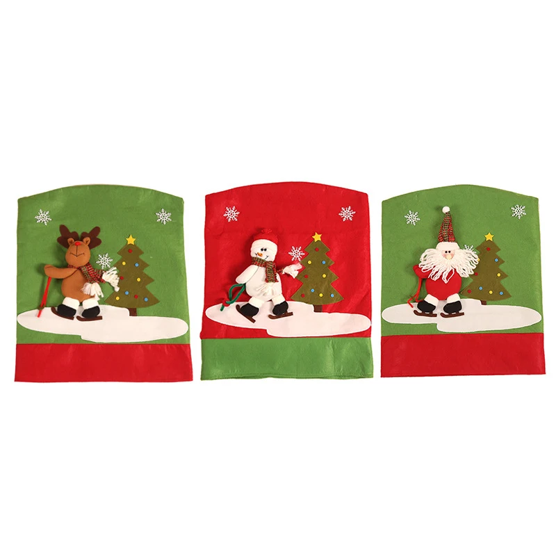 Vánoční Jídelna Židle Pokrytí Santa Claus Sněhulák Židle Protector Případě Protáhnout na Kuchyňské Židli Hotel Elastické Židle Kryt 3
