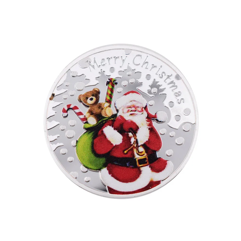 Vánoční Suvenýr Mince 999.9 Stříbro Santa Claus Pamětní Kovové Řemesla Domácí Dekoraci Příslušenství Minci 1