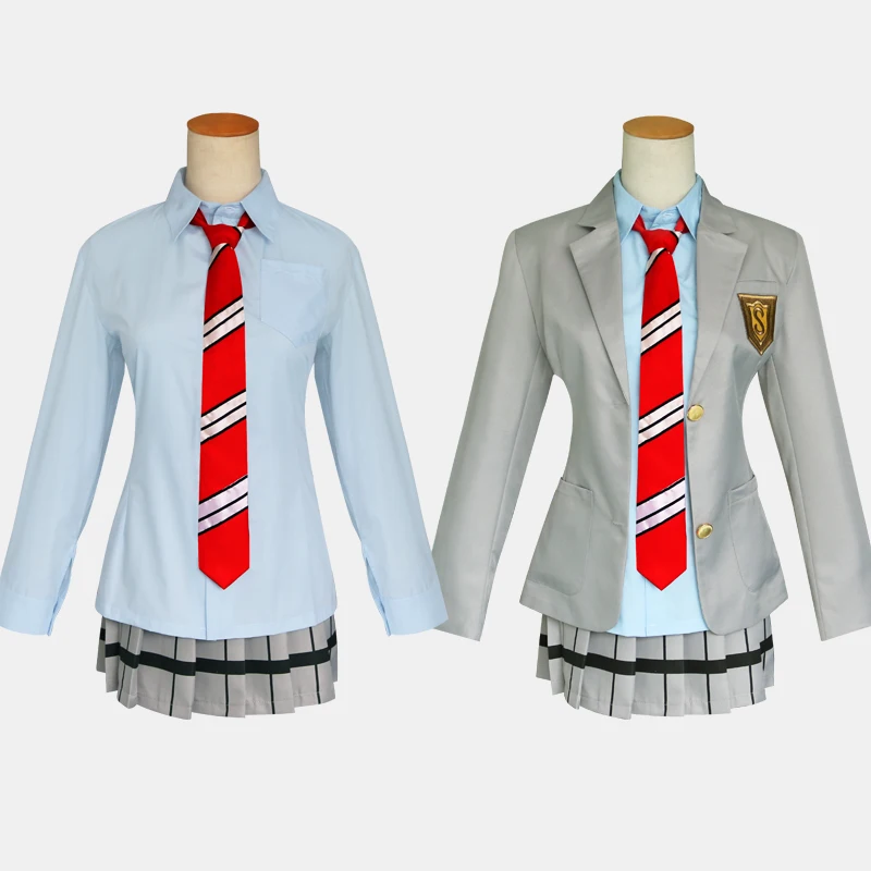Váš Lie v dubnu Miyazono Kaori Arima Kousei Cosplay Kostým Japonské Anime Školní Uniformy Halloween Kabátek + Sukně + Kravata 3