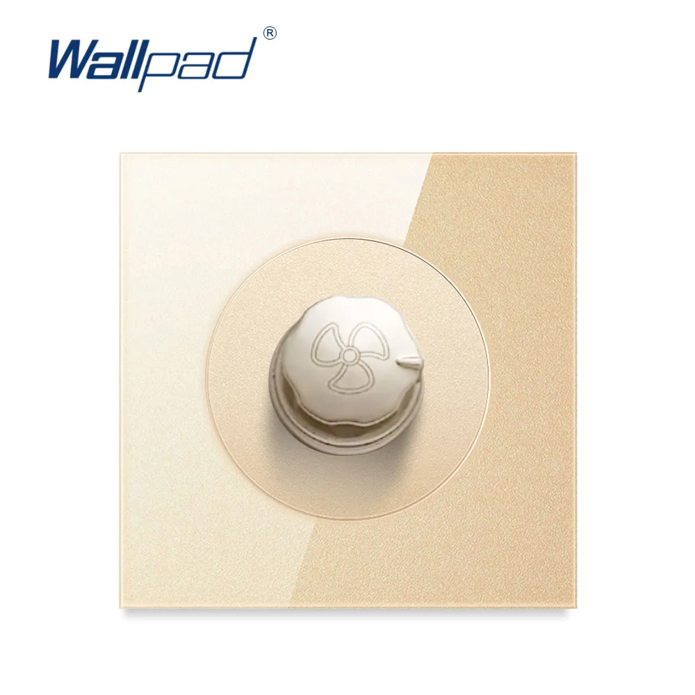 Wallpad Rychlost Ventilátoru Regulátor Zdi Vypínač, Tlačítko Otočení Gold Crystal Glass Panel Pro Domácí 500W 1
