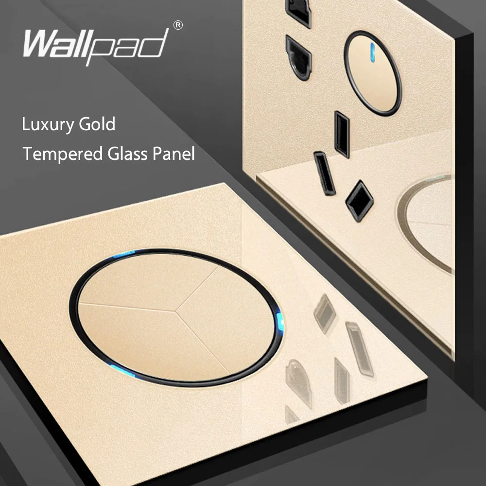 Wallpad Rychlost Ventilátoru Regulátor Zdi Vypínač, Tlačítko Otočení Gold Crystal Glass Panel Pro Domácí 500W 3