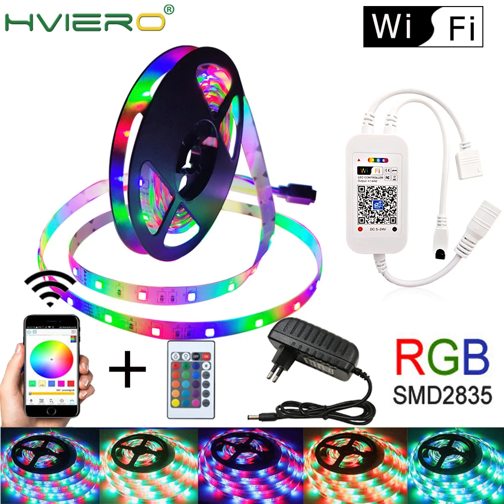 WI-fi IR Ovladač RGB LED Strip Světlo SMD 2835 5M/10M RGB Pásky, DC12V Stuha Dioda Led Pásky Flexibilní Světlo Lampa Stripe 1