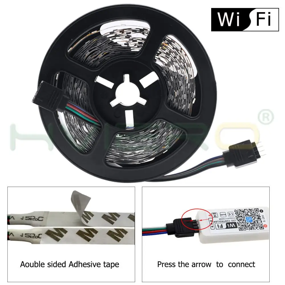 WI-fi IR Ovladač RGB LED Strip Světlo SMD 2835 5M/10M RGB Pásky, DC12V Stuha Dioda Led Pásky Flexibilní Světlo Lampa Stripe 4