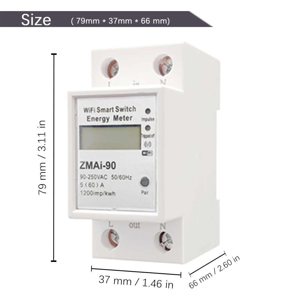 WI-fi Smart Energy Meter jednofázové Din Lištu Typ Displeje LCD Meter Wattmetr Kwh AC 90-250V 50Hz/60Hz s Alexa / Google Domov 0