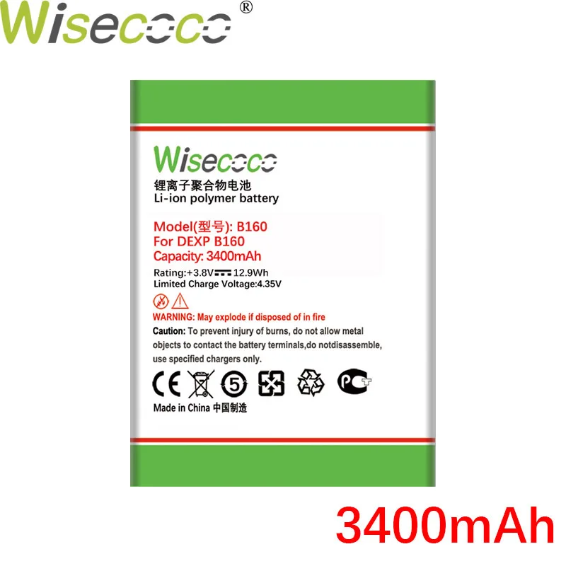 WISECOCO 3400mAh B 160 Baterie Pro DEXP B160 Mobilní Telefon Skladem Vysoce Kvalitní Baterie+Sledovací Číslo 1