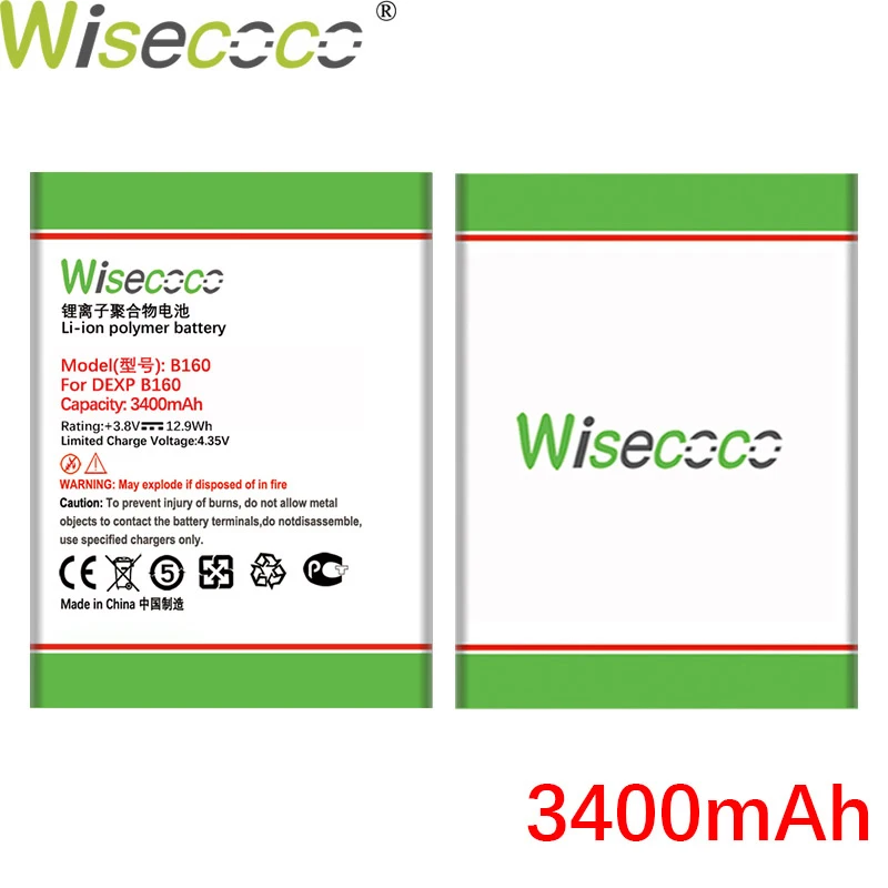 WISECOCO 3400mAh B 160 Baterie Pro DEXP B160 Mobilní Telefon Skladem Vysoce Kvalitní Baterie+Sledovací Číslo 2