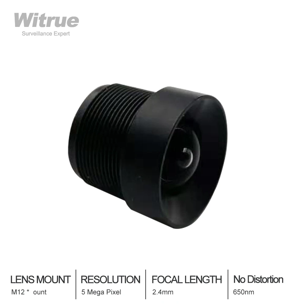 Witrue 2,4 mm M12 Objektiv 1/3 Palcový 5MP F1/2.0 Bez Zkreslení pro CCTV kamery 5