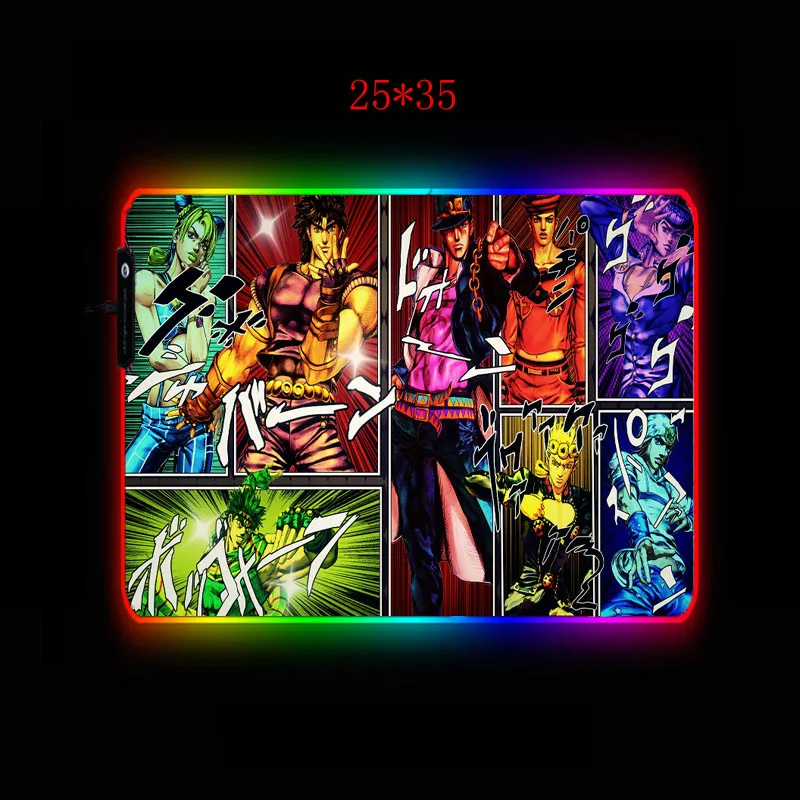 XGZ Jojo Anime Herní RGB Velká Podložka pod Myš Gamer Big Mat Počítač, pad Led Podsvícení XXL Mause Klávesnice Stůl 2