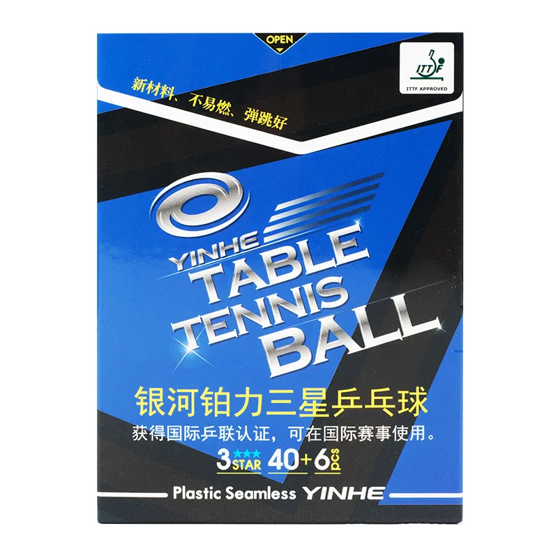 Yinhe 6 kusů vysoce kvalitní modrá/Červená 3-hvězdičkový Seamless40+/ S40+ Večeře Kvalitní Poly Míčky na stolní tenis Bílé Schváleno ITTF 0