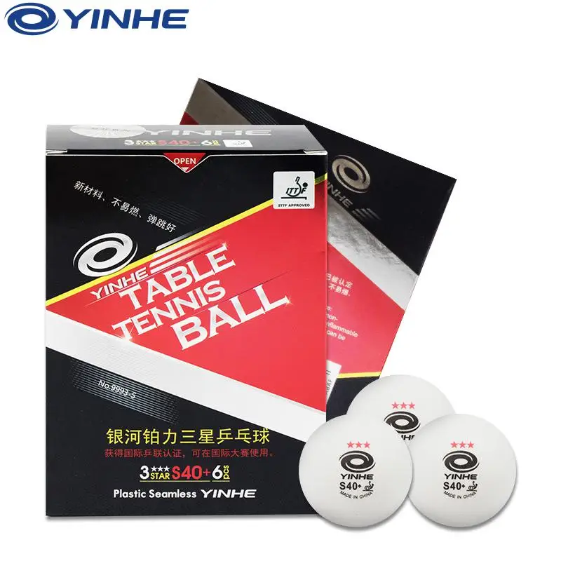 Yinhe 6 kusů vysoce kvalitní modrá/Červená 3-hvězdičkový Seamless40+/ S40+ Večeře Kvalitní Poly Míčky na stolní tenis Bílé Schváleno ITTF 2