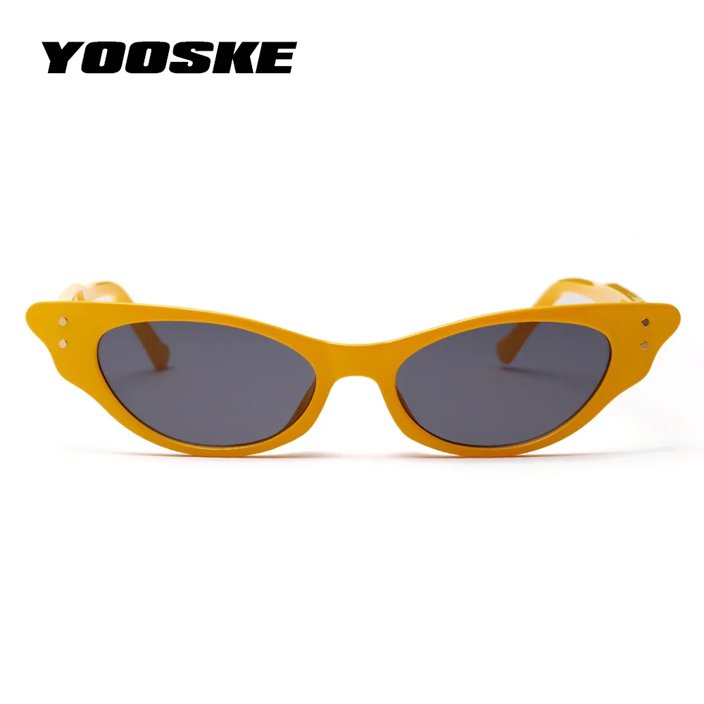 YOOSKE Vintage Malé sluneční Brýle, Ženy, Cat Eye Luxusní Značky Značkové Sluneční Brýle Retro Žlutá Červená dámské Brýle Černé Brýle 2
