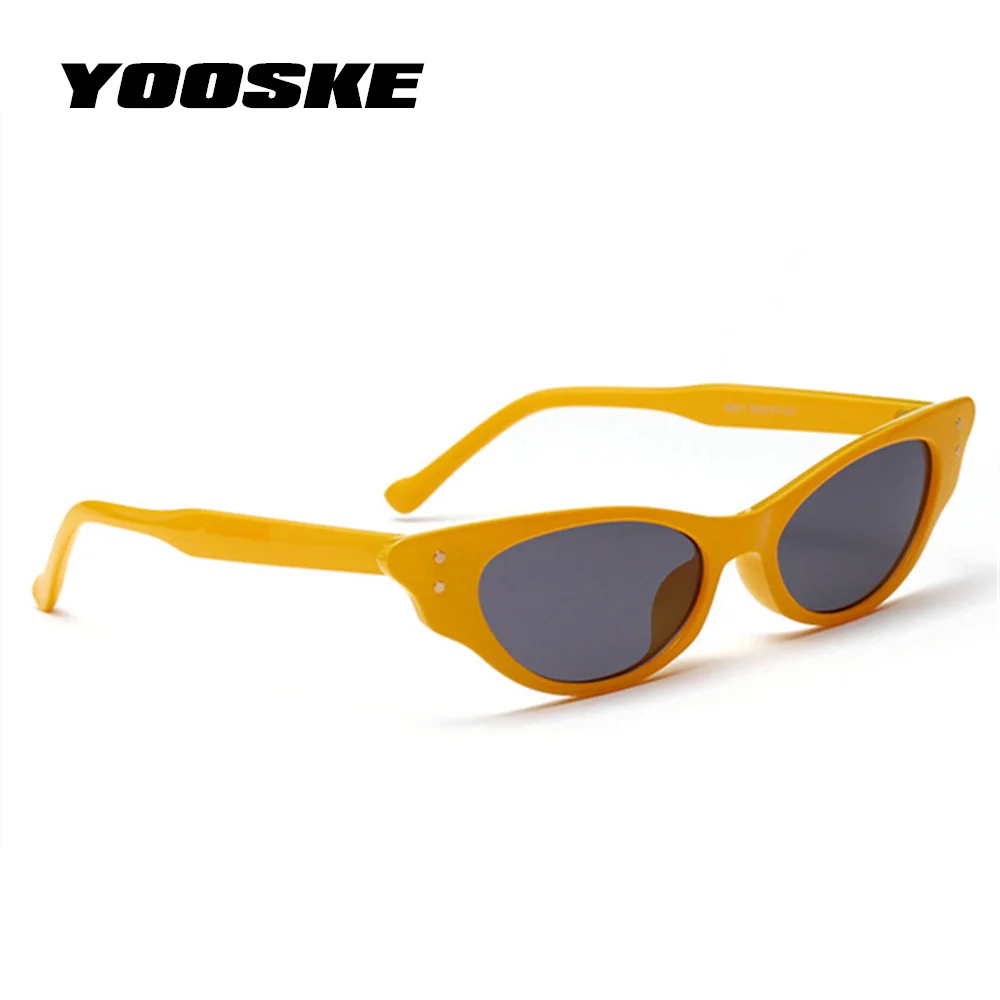 YOOSKE Vintage Malé sluneční Brýle, Ženy, Cat Eye Luxusní Značky Značkové Sluneční Brýle Retro Žlutá Červená dámské Brýle Černé Brýle 3