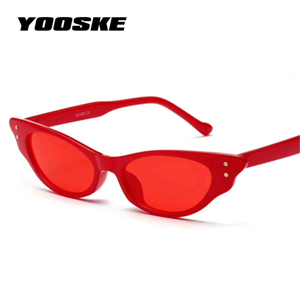 YOOSKE Vintage Malé sluneční Brýle, Ženy, Cat Eye Luxusní Značky Značkové Sluneční Brýle Retro Žlutá Červená dámské Brýle Černé Brýle 4
